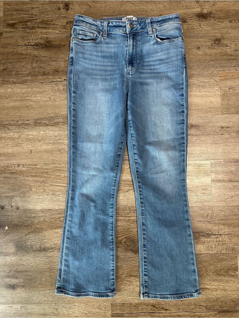 Paige Colette Crop Flare Jeans Size 29 Light Wash Stretch Casual